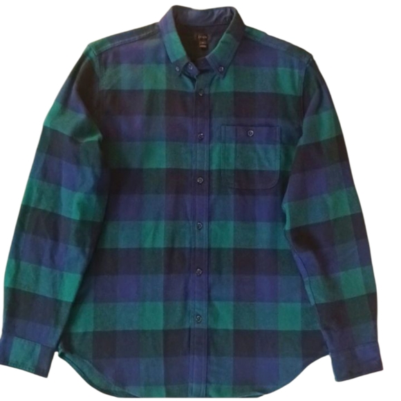 J. Crew Other - J.Crew Flannel Print Long Sleeve Shirt, Medium, Green & Blue.